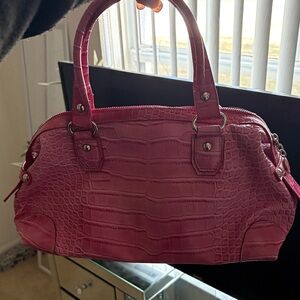 Elegant Pink Crocodile-Embossed Handbag